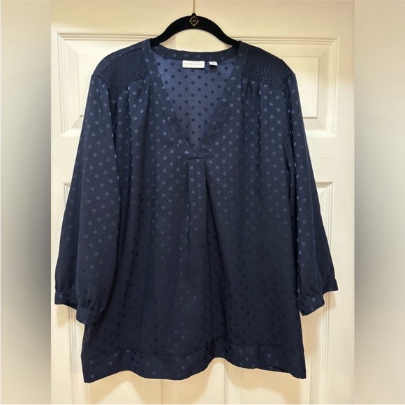New York & Company Tops - New York & Company dot print top blouse Navy XL